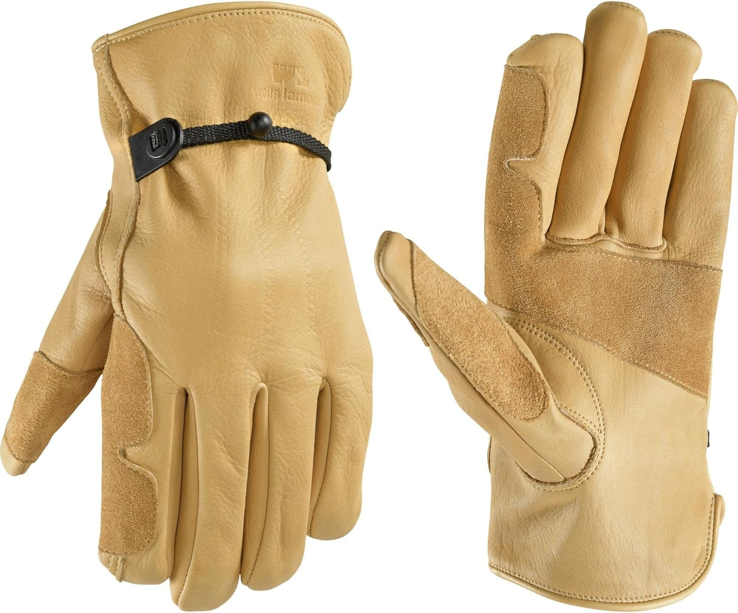 Work Gloves Men and Women, Cowhide Leather Work Gloves, Adjustable Wrist