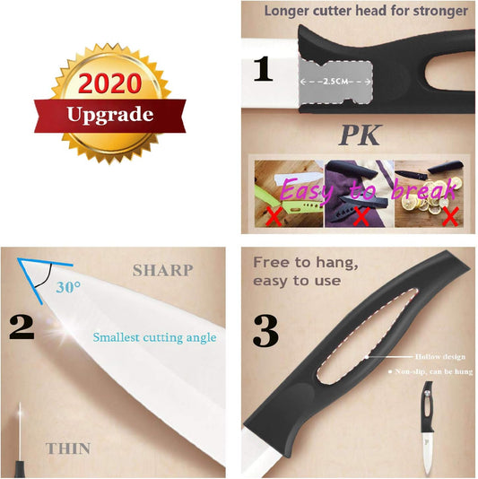 Ceramic Knife 5Inch Fruit Knife Set 4-Piece with Knife Sheaths for Cheese, tomatoes, potatoes, vegetables, fruits, fleshless (black)