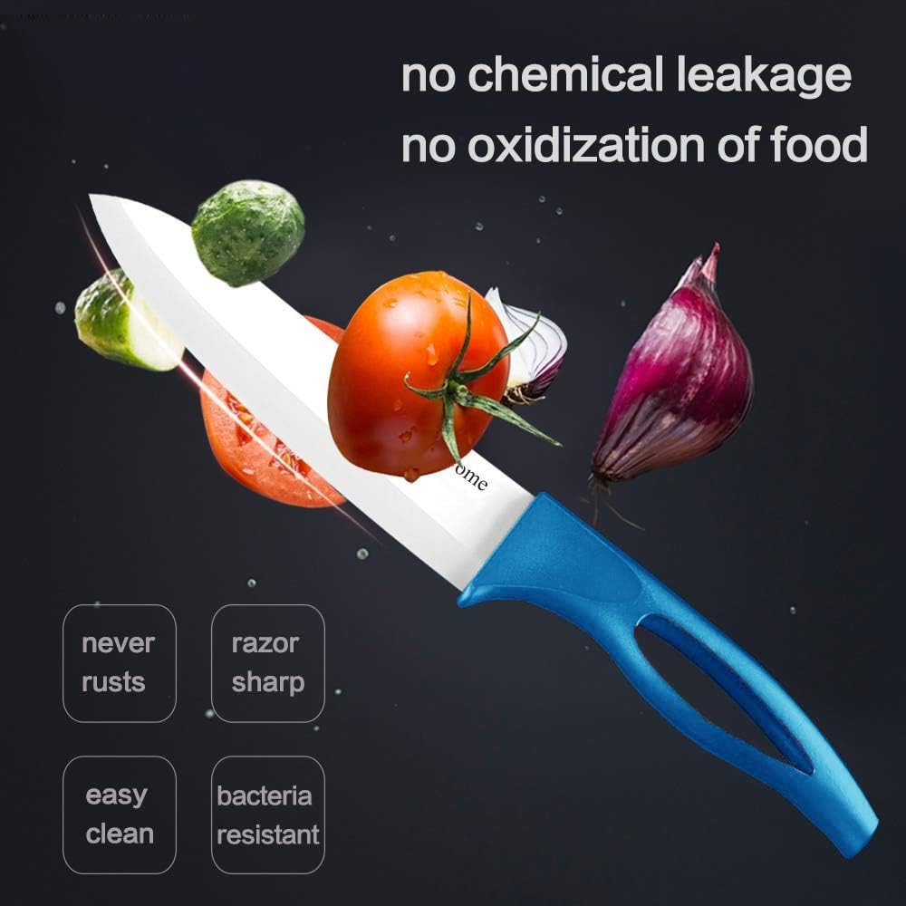 Ceramic Knife 5Inch Fruit Knife Set 4-Piece with Knife Sheaths for Cheese, tomatoes, potatoes, vegetables, fruits, fleshless (black)