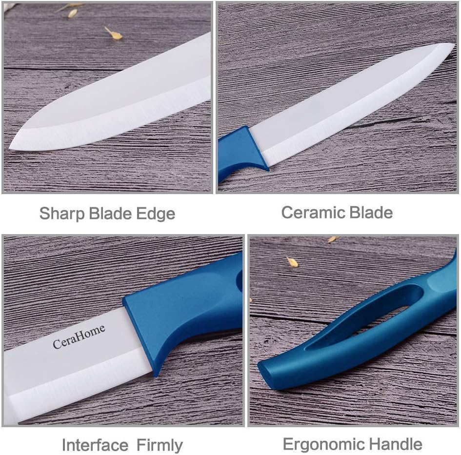 Ceramic Knife 5Inch Fruit Knife Set 4-Piece with Knife Sheaths for Cheese, tomatoes, potatoes, vegetables, fruits, fleshless (black)