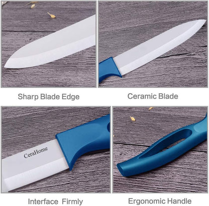 Ceramic Knife 5Inch Fruit Knife Set 4-Piece with Knife Sheaths for Cheese, tomatoes, potatoes, vegetables, fruits, fleshless (black)