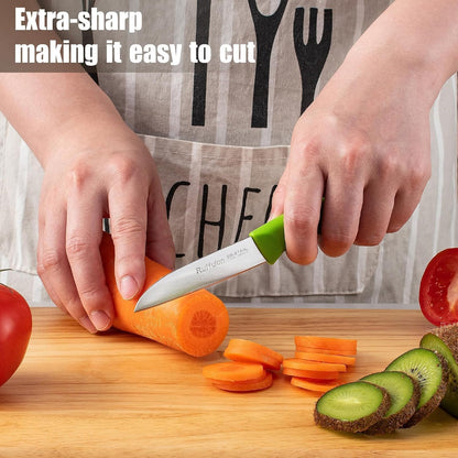 Stainless Steel Paring Knife Set (6 Pieces),Ultra Sharp Vegetable and Fruit Knife, Colorful Paring Knife with Straight Edge,Small Kitchen Knife with PP Plastic Ergonomic Handle