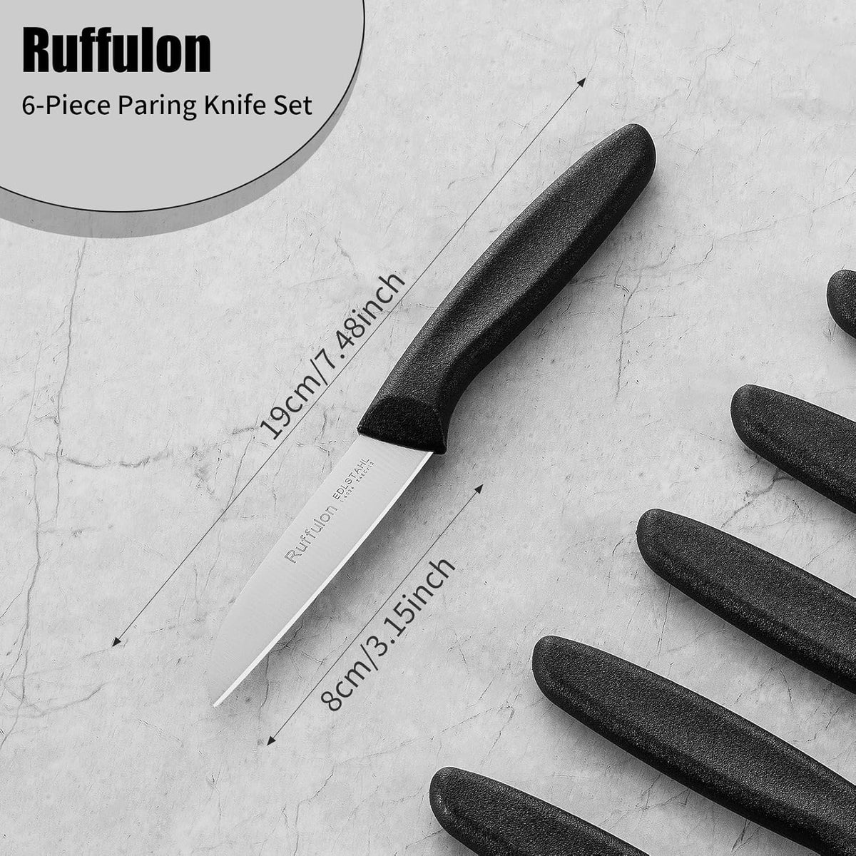 Stainless Steel Paring Knife Set (6 Pieces),Ultra Sharp Vegetable and Fruit Knife, Colorful Paring Knife with Straight Edge,Small Kitchen Knife with PP Plastic Ergonomic Handle