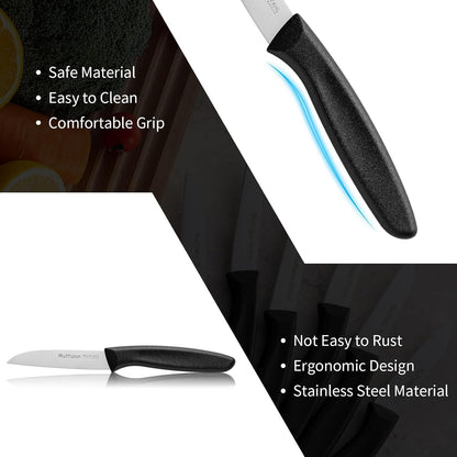 Stainless Steel Paring Knife Set (6 Pieces),Ultra Sharp Vegetable and Fruit Knife, Colorful Paring Knife with Straight Edge,Small Kitchen Knife with PP Plastic Ergonomic Handle