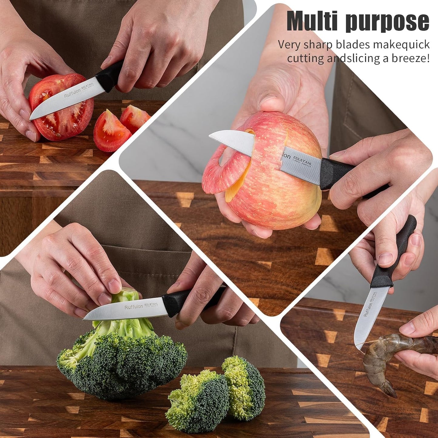 Stainless Steel Paring Knife Set (6 Pieces),Ultra Sharp Vegetable and Fruit Knife, Colorful Paring Knife with Straight Edge,Small Kitchen Knife with PP Plastic Ergonomic Handle