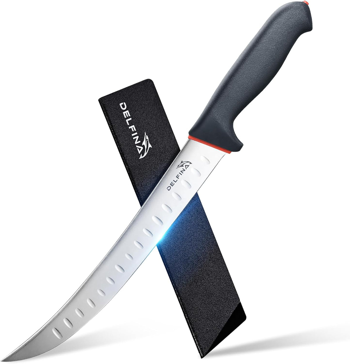 10" Curved Breaking Knife, High-Carbon Steel W/Sheath