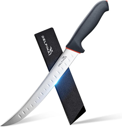 10" Curved Breaking Knife, High-Carbon Steel W/Sheath