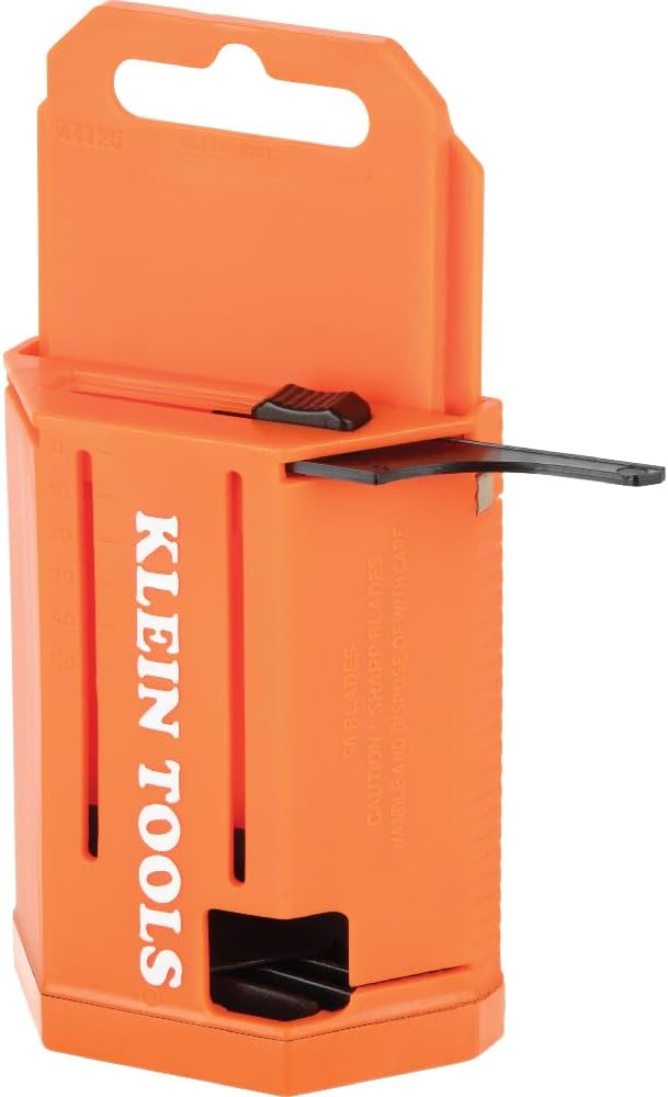 44125 Utility Knife Blade Dispenser with 50 Triple Ground Replacement Blades for Long-Lasting Sharpness