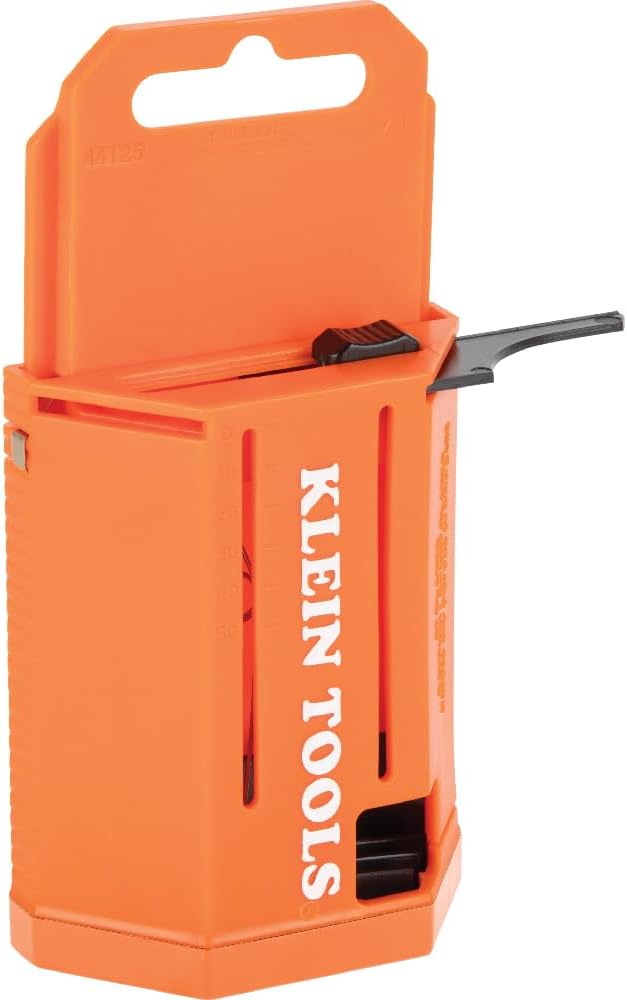 44125 Utility Knife Blade Dispenser with 50 Triple Ground Replacement Blades for Long-Lasting Sharpness