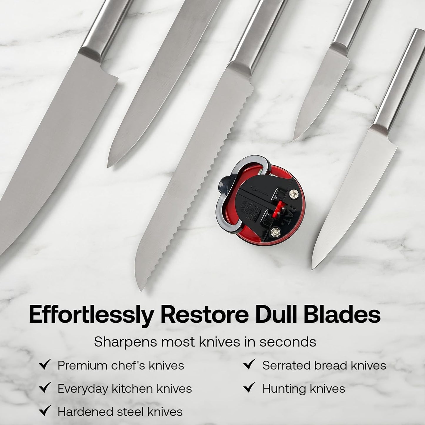 – GLOBAL – Easy to Use, Hands Free Knife Sharpener - Red | Sharpening Tool with PowerGrip Suction Base and 20-Deg Pre-set Angle - For All Knives: Chef’s, Serrated, and Hardened Steel