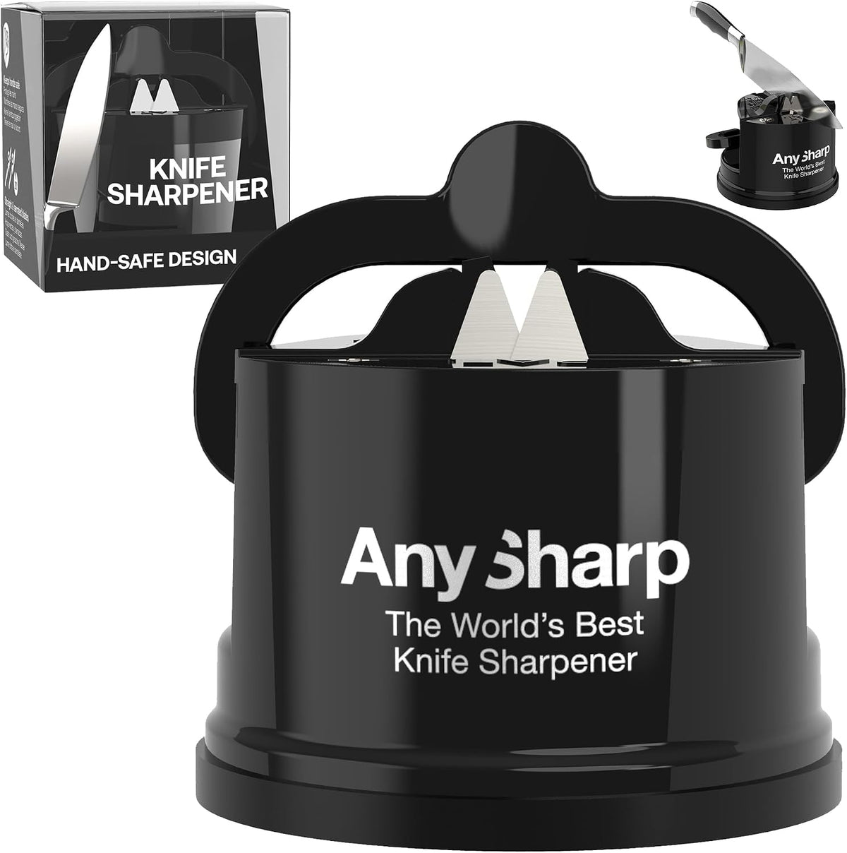 – GLOBAL – Easy to Use, Hands Free Knife Sharpener - Red | Sharpening Tool with PowerGrip Suction Base and 20-Deg Pre-set Angle - For All Knives: Chef’s, Serrated, and Hardened Steel