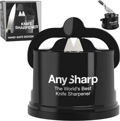 – GLOBAL – Easy to Use, Hands Free Knife Sharpener - Red | Sharpening Tool with PowerGrip Suction Base and 20-Deg Pre-set Angle - For All Knives: Chef’s, Serrated, and Hardened Steel