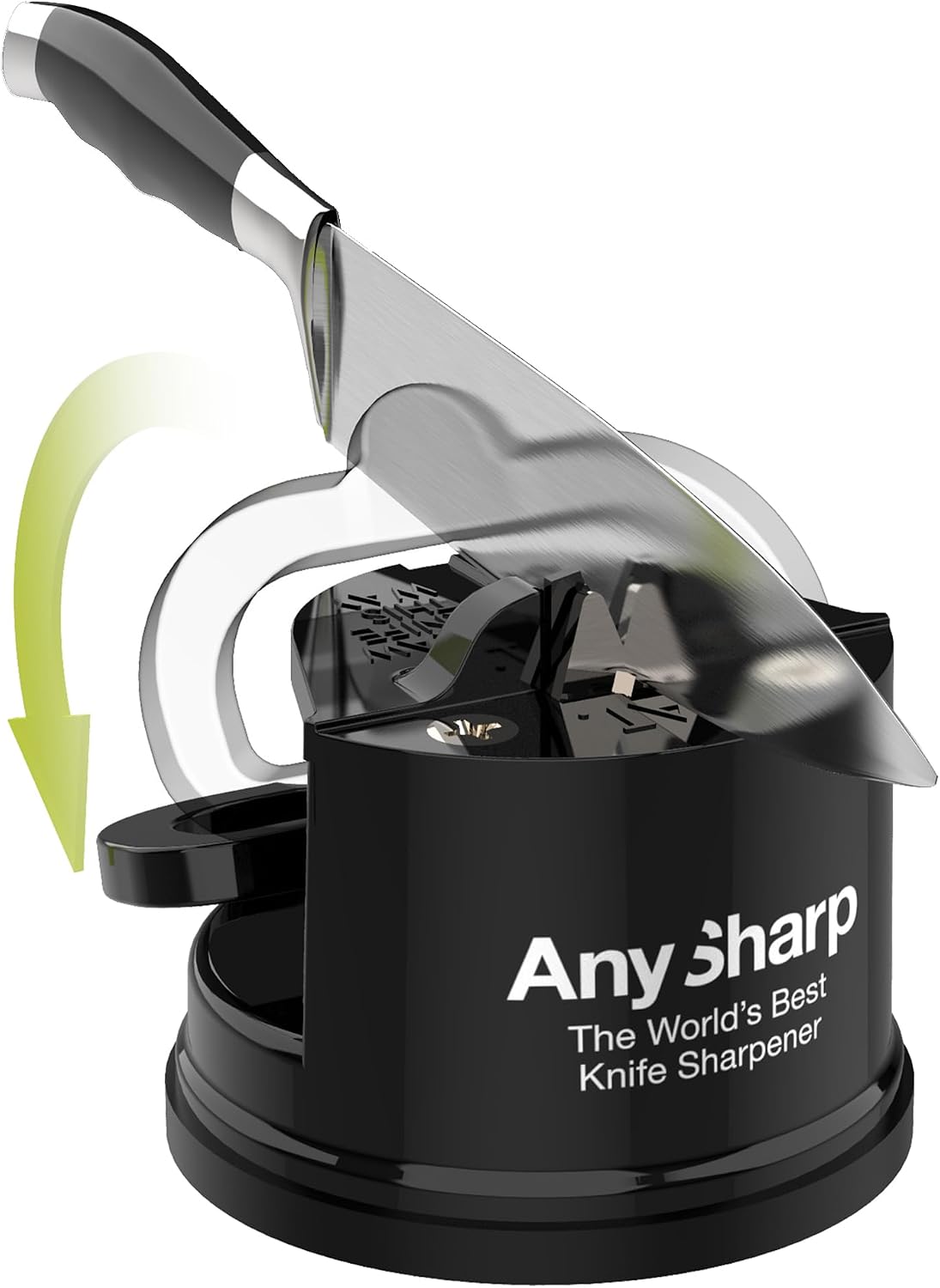 – GLOBAL – Easy to Use, Hands Free Knife Sharpener - Red | Sharpening Tool with PowerGrip Suction Base and 20-Deg Pre-set Angle - For All Knives: Chef’s, Serrated, and Hardened Steel