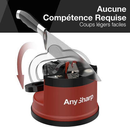 – GLOBAL – Easy to Use, Hands Free Knife Sharpener - Red | Sharpening Tool with PowerGrip Suction Base and 20-Deg Pre-set Angle - For All Knives: Chef’s, Serrated, and Hardened Steel