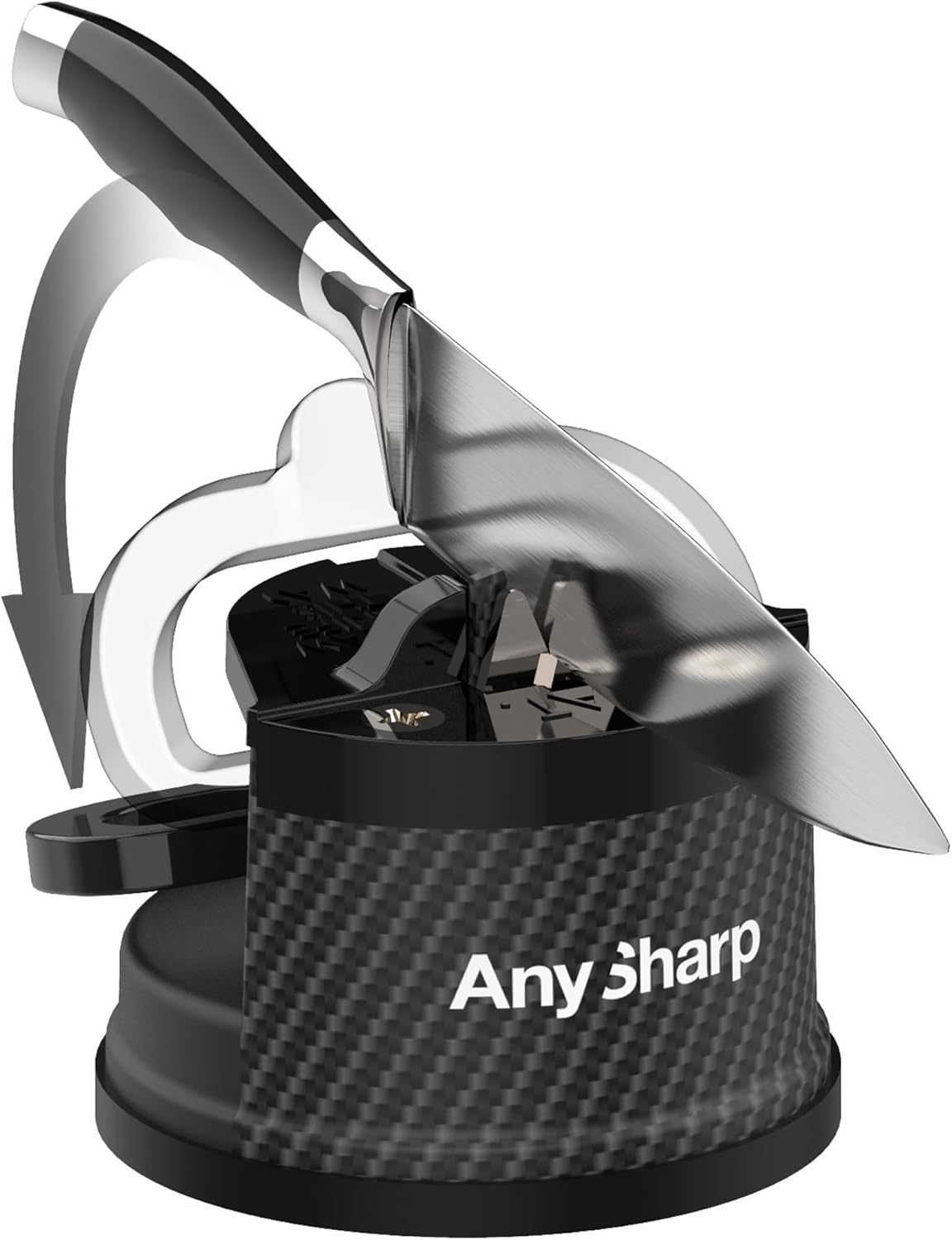 – GLOBAL – Easy to Use, Hands Free Knife Sharpener - Red | Sharpening Tool with PowerGrip Suction Base and 20-Deg Pre-set Angle - For All Knives: Chef’s, Serrated, and Hardened Steel