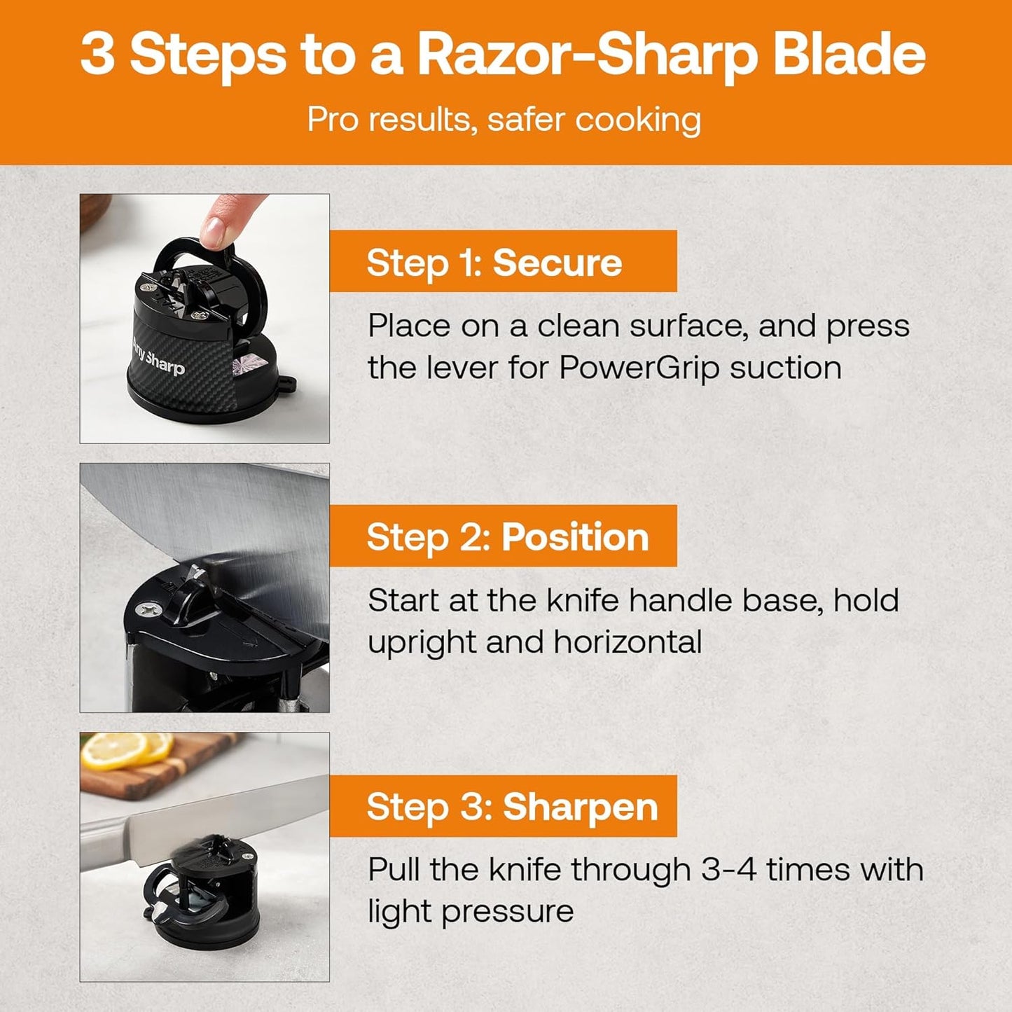 – GLOBAL – Easy to Use, Hands Free Knife Sharpener - Red | Sharpening Tool with PowerGrip Suction Base and 20-Deg Pre-set Angle - For All Knives: Chef’s, Serrated, and Hardened Steel