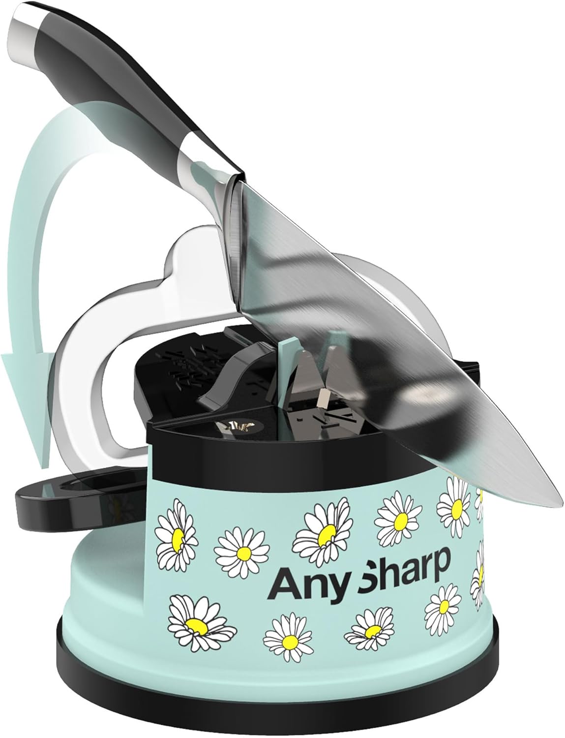 – GLOBAL – Easy to Use, Hands Free Knife Sharpener - Red | Sharpening Tool with PowerGrip Suction Base and 20-Deg Pre-set Angle - For All Knives: Chef’s, Serrated, and Hardened Steel