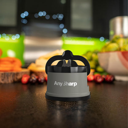 – GLOBAL – Easy to Use, Hands Free Knife Sharpener - Red | Sharpening Tool with PowerGrip Suction Base and 20-Deg Pre-set Angle - For All Knives: Chef’s, Serrated, and Hardened Steel