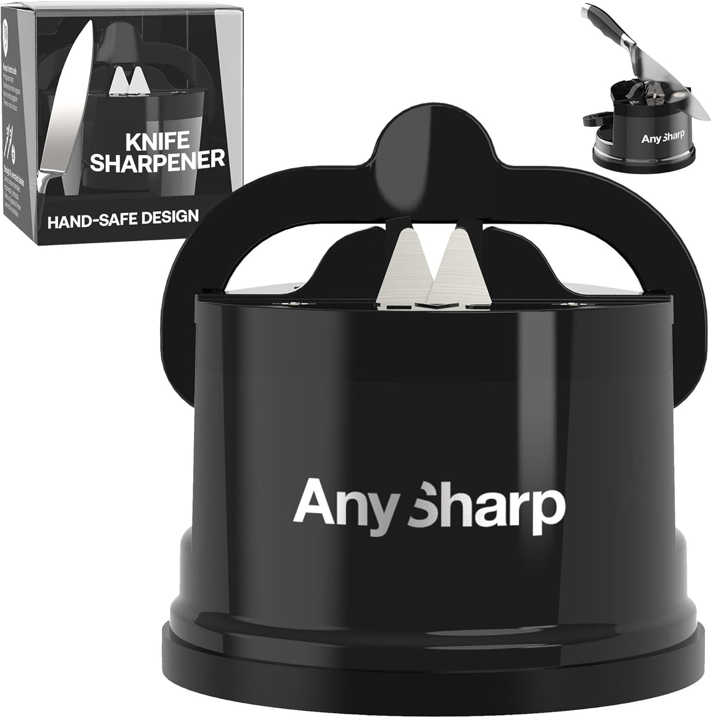 – GLOBAL – Easy to Use, Hands Free Knife Sharpener - Red | Sharpening Tool with PowerGrip Suction Base and 20-Deg Pre-set Angle - For All Knives: Chef’s, Serrated, and Hardened Steel