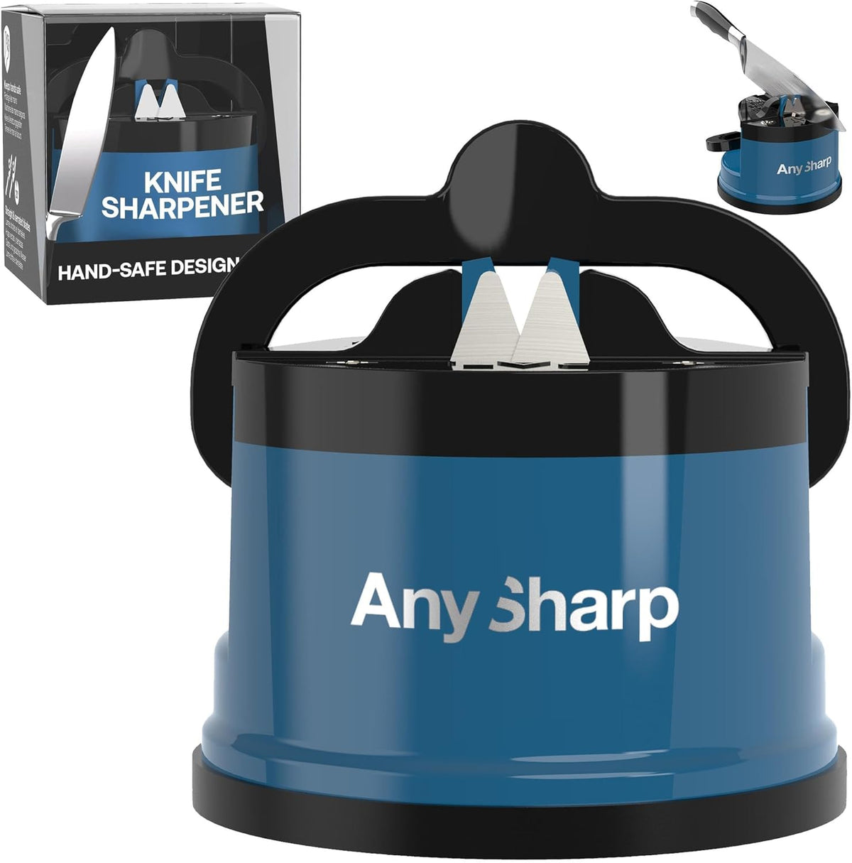 – GLOBAL – Easy to Use, Hands Free Knife Sharpener - Red | Sharpening Tool with PowerGrip Suction Base and 20-Deg Pre-set Angle - For All Knives: Chef’s, Serrated, and Hardened Steel