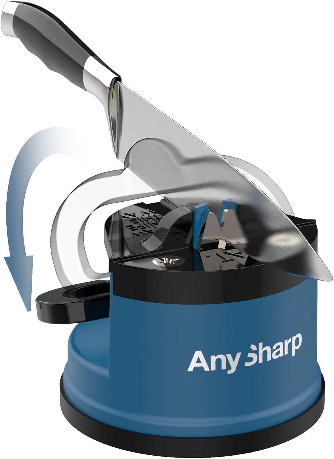 – GLOBAL – Easy to Use, Hands Free Knife Sharpener - Red | Sharpening Tool with PowerGrip Suction Base and 20-Deg Pre-set Angle - For All Knives: Chef’s, Serrated, and Hardened Steel