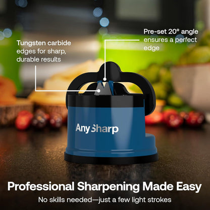 – GLOBAL – Easy to Use, Hands Free Knife Sharpener - Red | Sharpening Tool with PowerGrip Suction Base and 20-Deg Pre-set Angle - For All Knives: Chef’s, Serrated, and Hardened Steel
