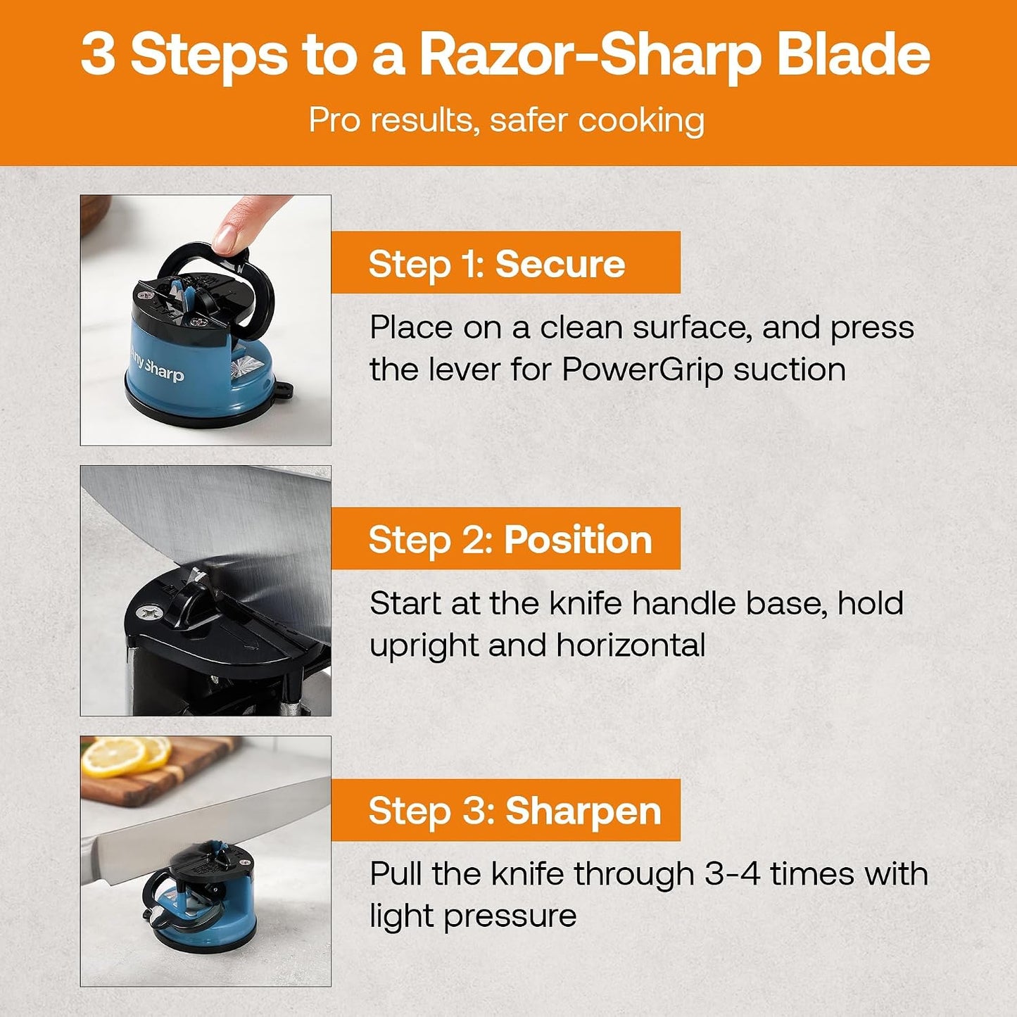 – GLOBAL – Easy to Use, Hands Free Knife Sharpener - Red | Sharpening Tool with PowerGrip Suction Base and 20-Deg Pre-set Angle - For All Knives: Chef’s, Serrated, and Hardened Steel