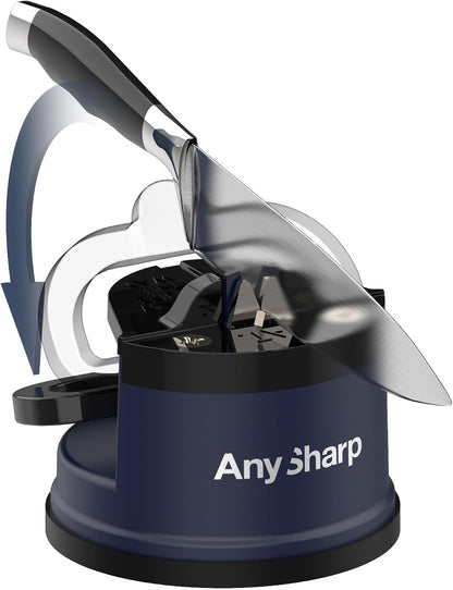 – GLOBAL – Easy to Use, Hands Free Knife Sharpener - Red | Sharpening Tool with PowerGrip Suction Base and 20-Deg Pre-set Angle - For All Knives: Chef’s, Serrated, and Hardened Steel