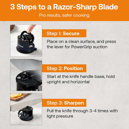 – GLOBAL – Easy to Use, Hands Free Knife Sharpener - Red | Sharpening Tool with PowerGrip Suction Base and 20-Deg Pre-set Angle - For All Knives: Chef’s, Serrated, and Hardened Steel