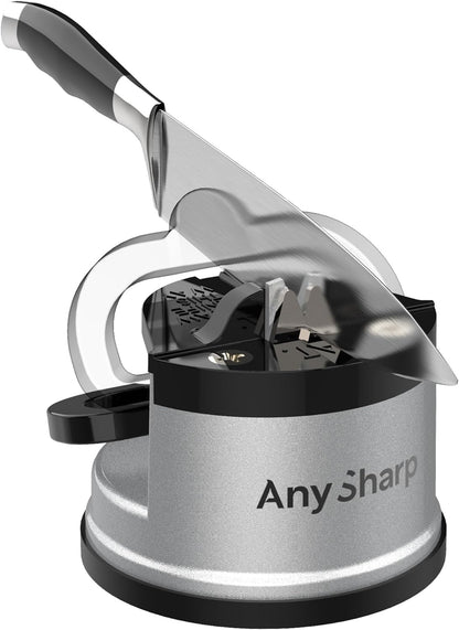 – GLOBAL – Easy to Use, Hands Free Knife Sharpener - Red | Sharpening Tool with PowerGrip Suction Base and 20-Deg Pre-set Angle - For All Knives: Chef’s, Serrated, and Hardened Steel