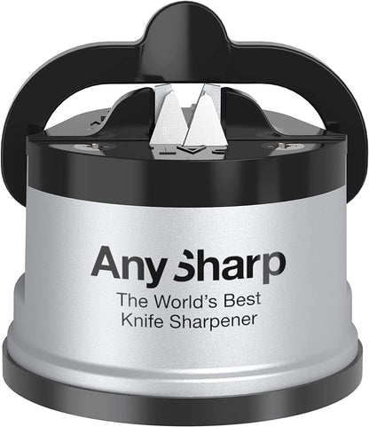 – GLOBAL – Easy to Use, Hands Free Knife Sharpener - Red | Sharpening Tool with PowerGrip Suction Base and 20-Deg Pre-set Angle - For All Knives: Chef’s, Serrated, and Hardened Steel