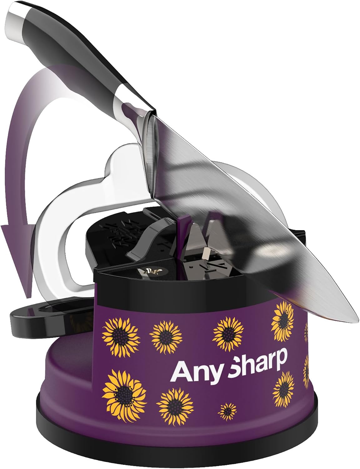 – GLOBAL – Easy to Use, Hands Free Knife Sharpener - Red | Sharpening Tool with PowerGrip Suction Base and 20-Deg Pre-set Angle - For All Knives: Chef’s, Serrated, and Hardened Steel