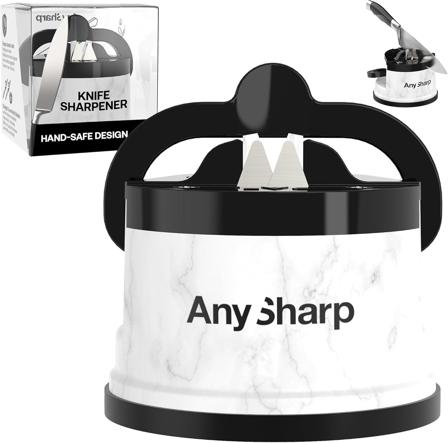 – GLOBAL – Easy to Use, Hands Free Knife Sharpener - Red | Sharpening Tool with PowerGrip Suction Base and 20-Deg Pre-set Angle - For All Knives: Chef’s, Serrated, and Hardened Steel