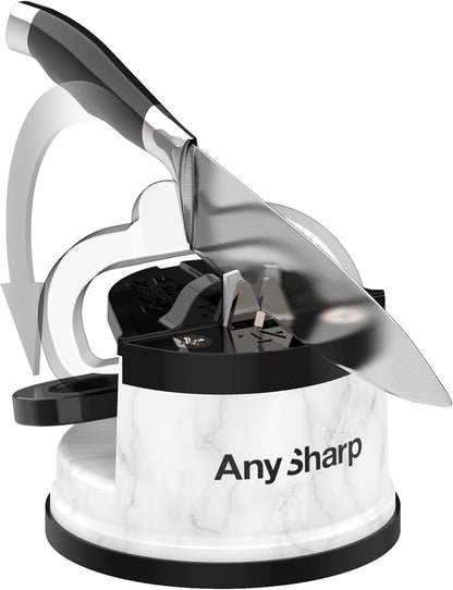 – GLOBAL – Easy to Use, Hands Free Knife Sharpener - Red | Sharpening Tool with PowerGrip Suction Base and 20-Deg Pre-set Angle - For All Knives: Chef’s, Serrated, and Hardened Steel