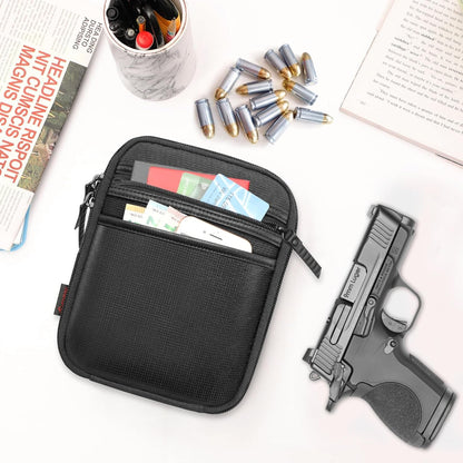 Concealed Carry Gun Pouch with Shoulder Strap, Soft Pistol Case Fanny Pack Waist Belt Firearm Bag with Holster for Handgun, Air Gun, Men, Women (Black)