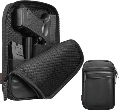 Concealed Carry Gun Pouch with Shoulder Strap, Soft Pistol Case Fanny Pack Waist Belt Firearm Bag with Holster for Handgun, Air Gun, Men, Women (Black)