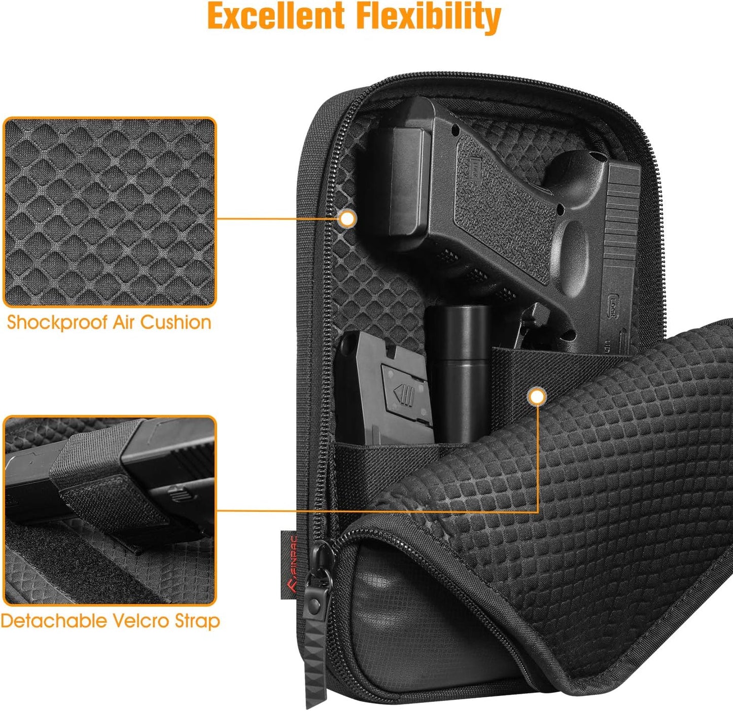 Concealed Carry Gun Pouch with Shoulder Strap, Soft Pistol Case Fanny Pack Waist Belt Firearm Bag with Holster for Handgun, Air Gun, Men, Women (Black)
