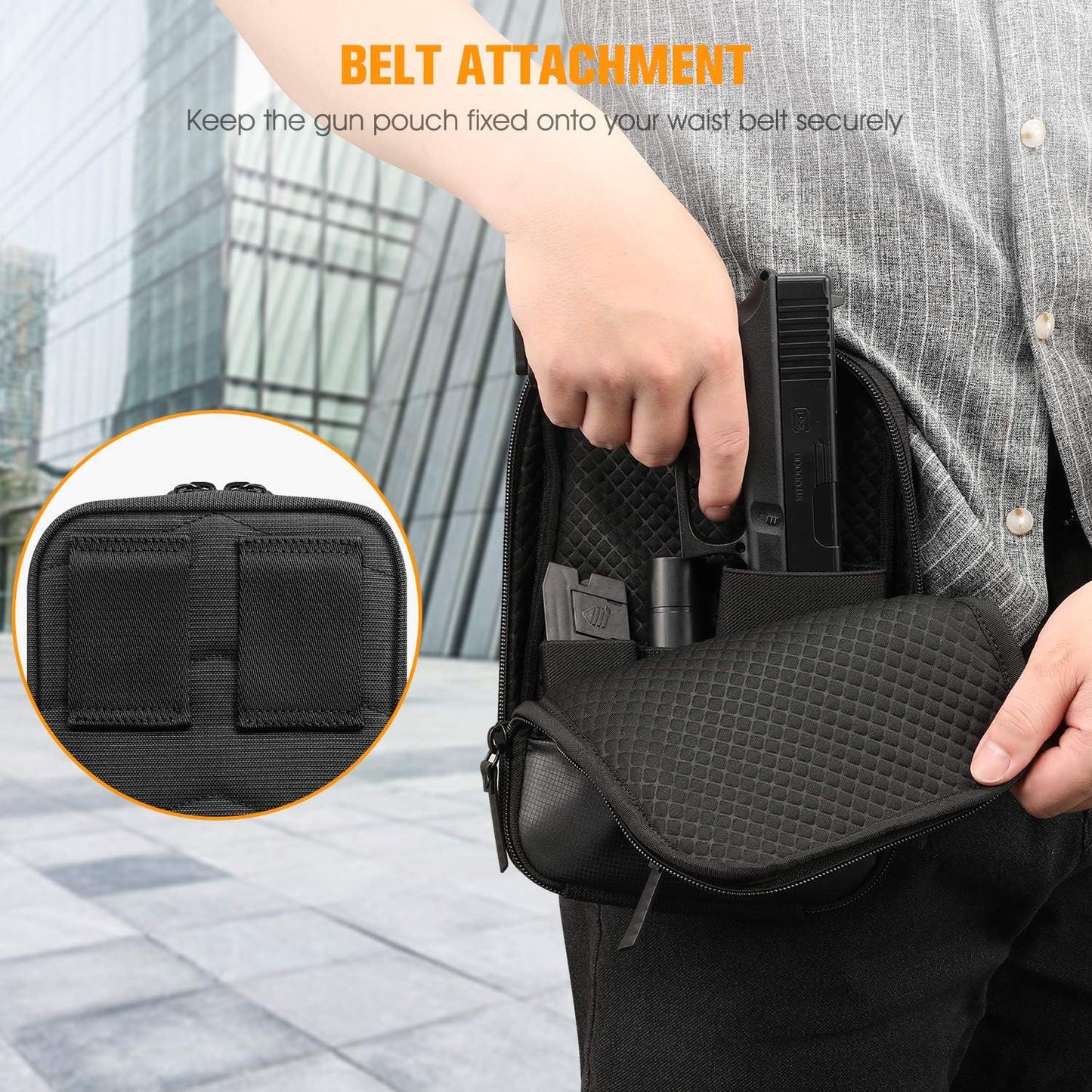 Concealed Carry Gun Pouch with Shoulder Strap, Soft Pistol Case Fanny Pack Waist Belt Firearm Bag with Holster for Handgun, Air Gun, Men, Women (Black)