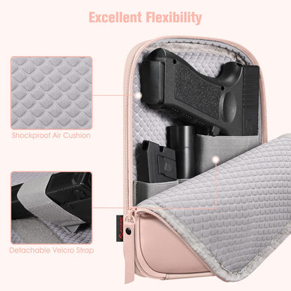 Concealed Carry Gun Pouch with Shoulder Strap, Soft Pistol Case Fanny Pack Waist Belt Firearm Bag with Holster for Handgun, Air Gun, Men, Women (Black)