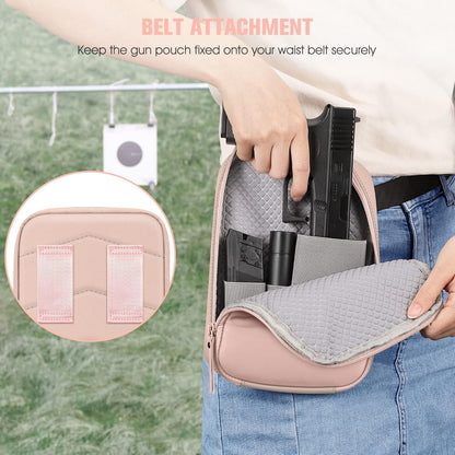 Concealed Carry Gun Pouch with Shoulder Strap, Soft Pistol Case Fanny Pack Waist Belt Firearm Bag with Holster for Handgun, Air Gun, Men, Women (Black)