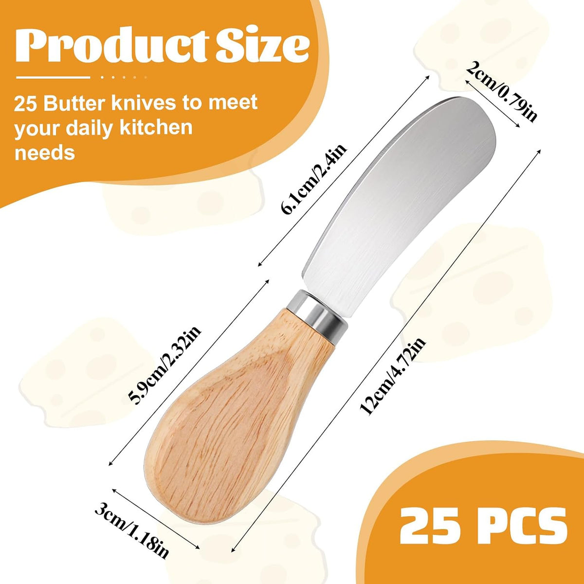 25 Pcs Cheese Spreader Knives, Butter Knife Spreader 4.7 Inch