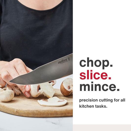 Comfort Pro Chef's Knife - Ice Hardened Stainless Steel Kitchen Knife - Tarnish-Free and Rust-Resistant Kitchen Cutlery - Black/Stainless Steel - 8 inches