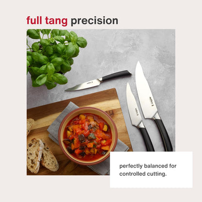 Comfort Pro Chef's Knife - Ice Hardened Stainless Steel Kitchen Knife - Tarnish-Free and Rust-Resistant Kitchen Cutlery - Black/Stainless Steel - 8 inches