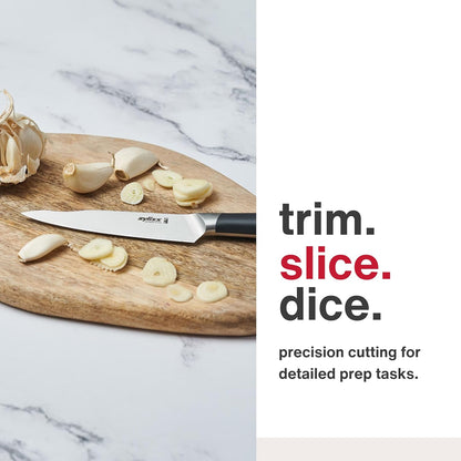 Comfort Pro Chef's Knife - Ice Hardened Stainless Steel Kitchen Knife - Tarnish-Free and Rust-Resistant Kitchen Cutlery - Black/Stainless Steel - 8 inches
