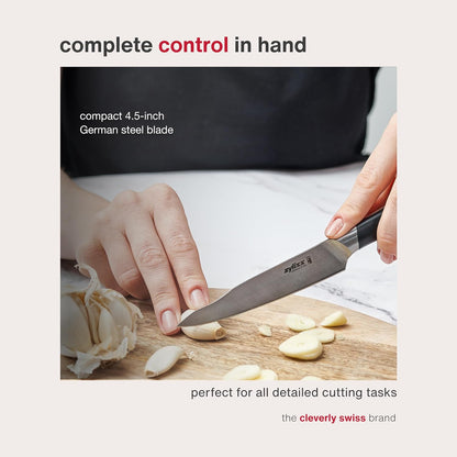 Comfort Pro Chef's Knife - Ice Hardened Stainless Steel Kitchen Knife - Tarnish-Free and Rust-Resistant Kitchen Cutlery - Black/Stainless Steel - 8 inches