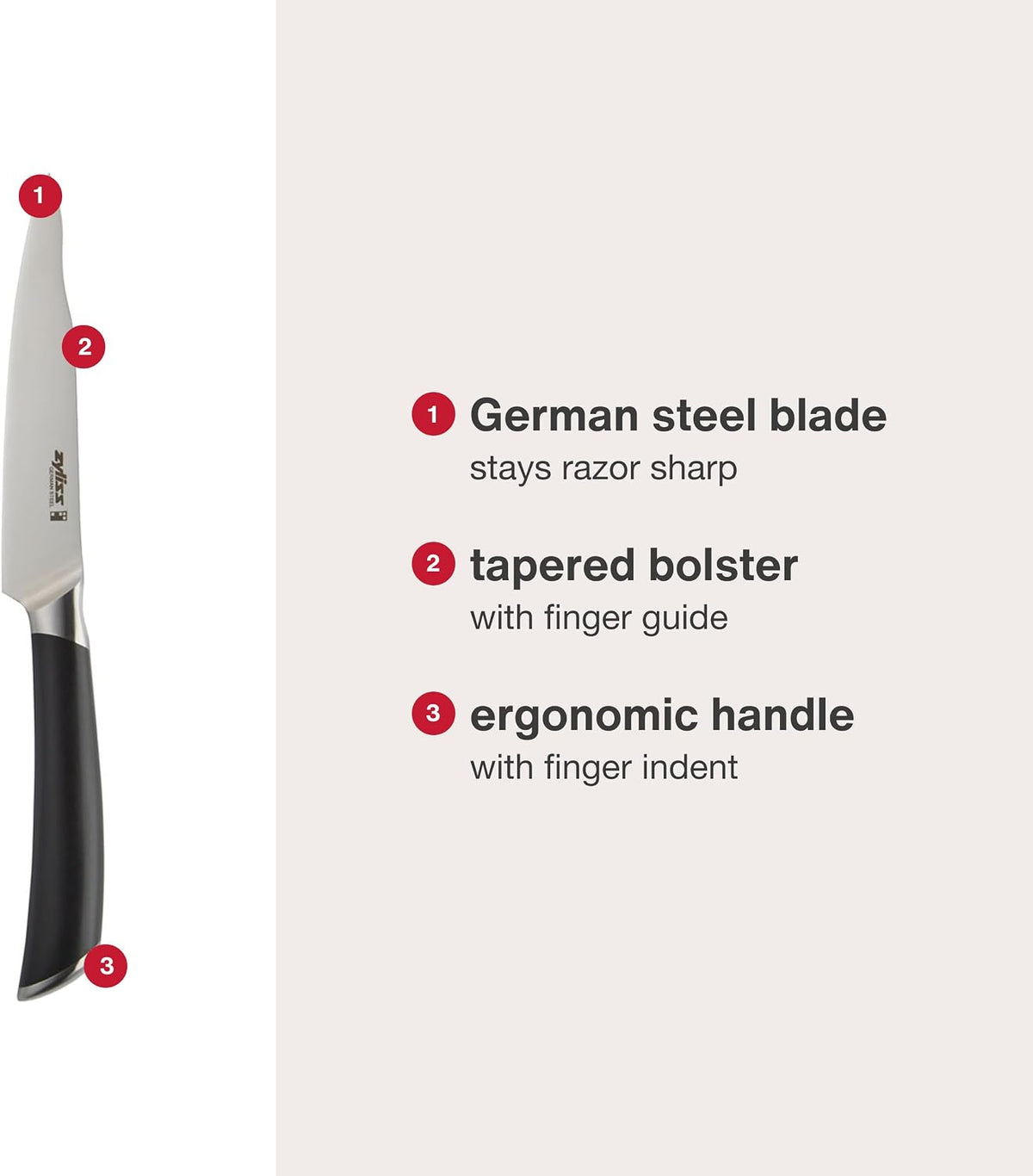 Comfort Pro Chef's Knife - Ice Hardened Stainless Steel Kitchen Knife - Tarnish-Free and Rust-Resistant Kitchen Cutlery - Black/Stainless Steel - 8 inches
