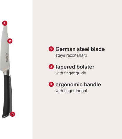 Comfort Pro Chef's Knife - Ice Hardened Stainless Steel Kitchen Knife - Tarnish-Free and Rust-Resistant Kitchen Cutlery - Black/Stainless Steel - 8 inches