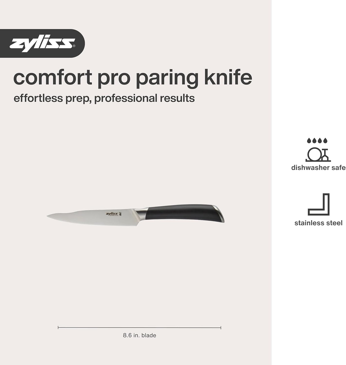 Comfort Pro Chef's Knife - Ice Hardened Stainless Steel Kitchen Knife - Tarnish-Free and Rust-Resistant Kitchen Cutlery - Black/Stainless Steel - 8 inches