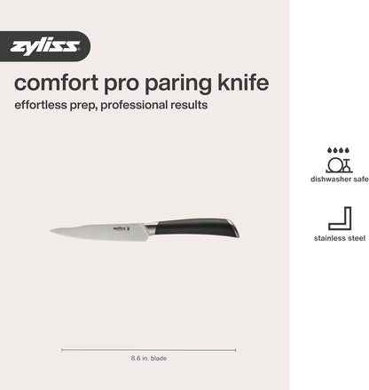 Comfort Pro Chef's Knife - Ice Hardened Stainless Steel Kitchen Knife - Tarnish-Free and Rust-Resistant Kitchen Cutlery - Black/Stainless Steel - 8 inches
