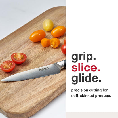 Comfort Pro Chef's Knife - Ice Hardened Stainless Steel Kitchen Knife - Tarnish-Free and Rust-Resistant Kitchen Cutlery - Black/Stainless Steel - 8 inches